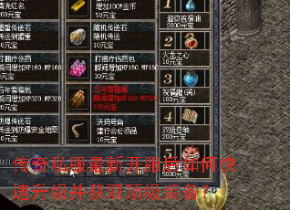 传奇私服最新开服后如何快速升级并获取顶级装备? 传奇私服最新开服后如何快速升级并获取顶级装备?
