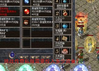 挑战传奇私服需要投入多少资金? 挑战传奇私服需要投入多少资金?