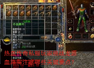 热血传奇私服玩家挑战龙源血路需注意哪些关键要点? 热血传奇私服玩家挑战龙源血路需注意哪些关键要点?